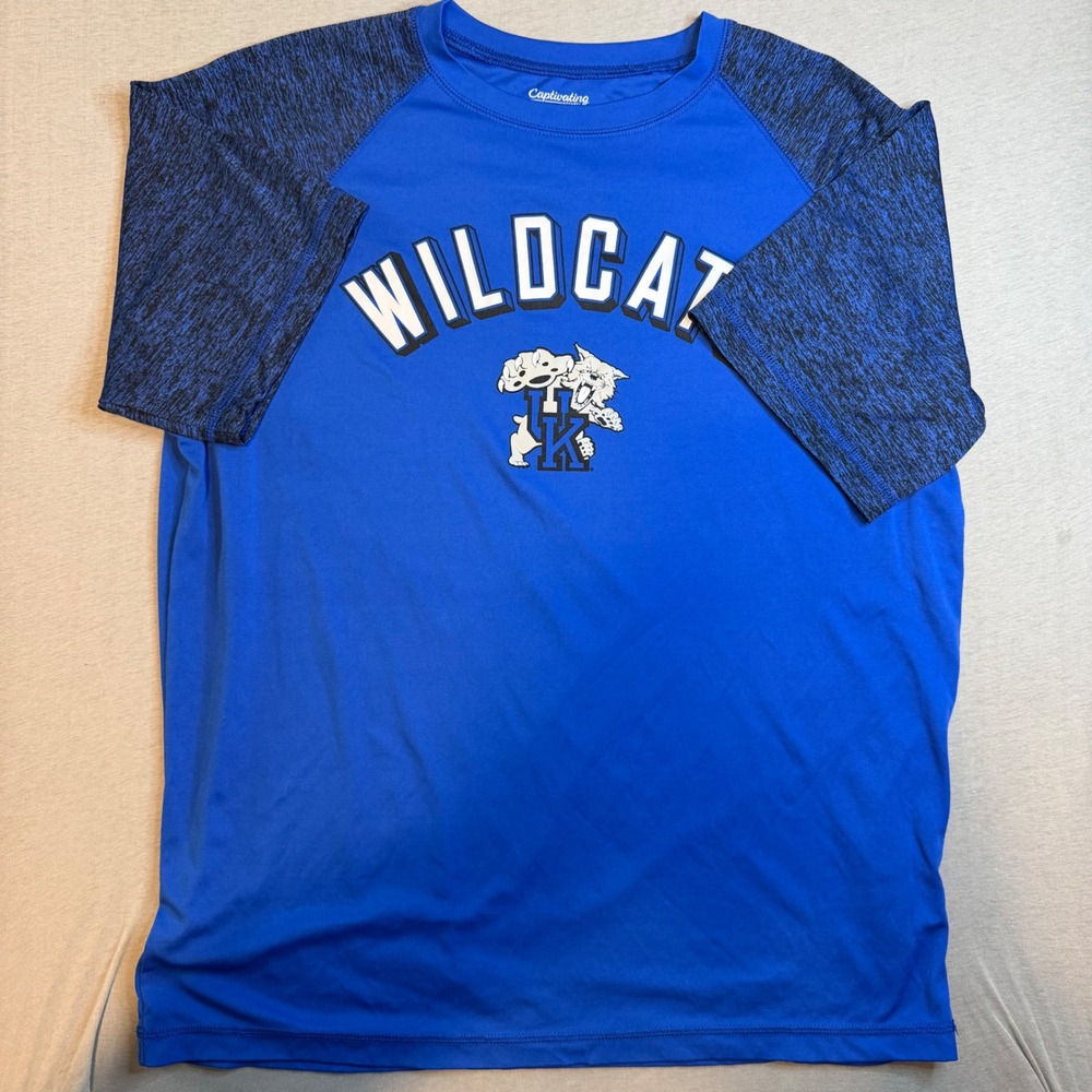 Captivating Apparel Kentucky Wildcats Mens Large Blue Raglan Performance T-Shirt